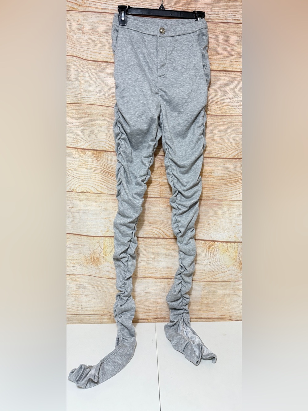 Fashion Nova Gray Ruched Split Hem Skinny Leg Pockets Sweat Joggers S